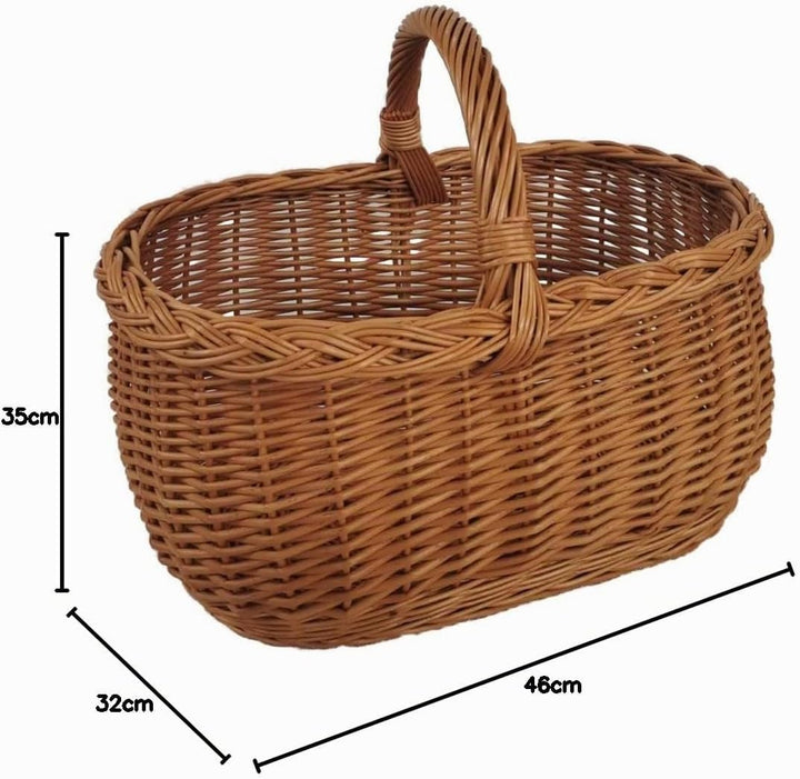 Einkaufskorb aus Weide Pilzkorb Oval Braun 46x32x35 cm