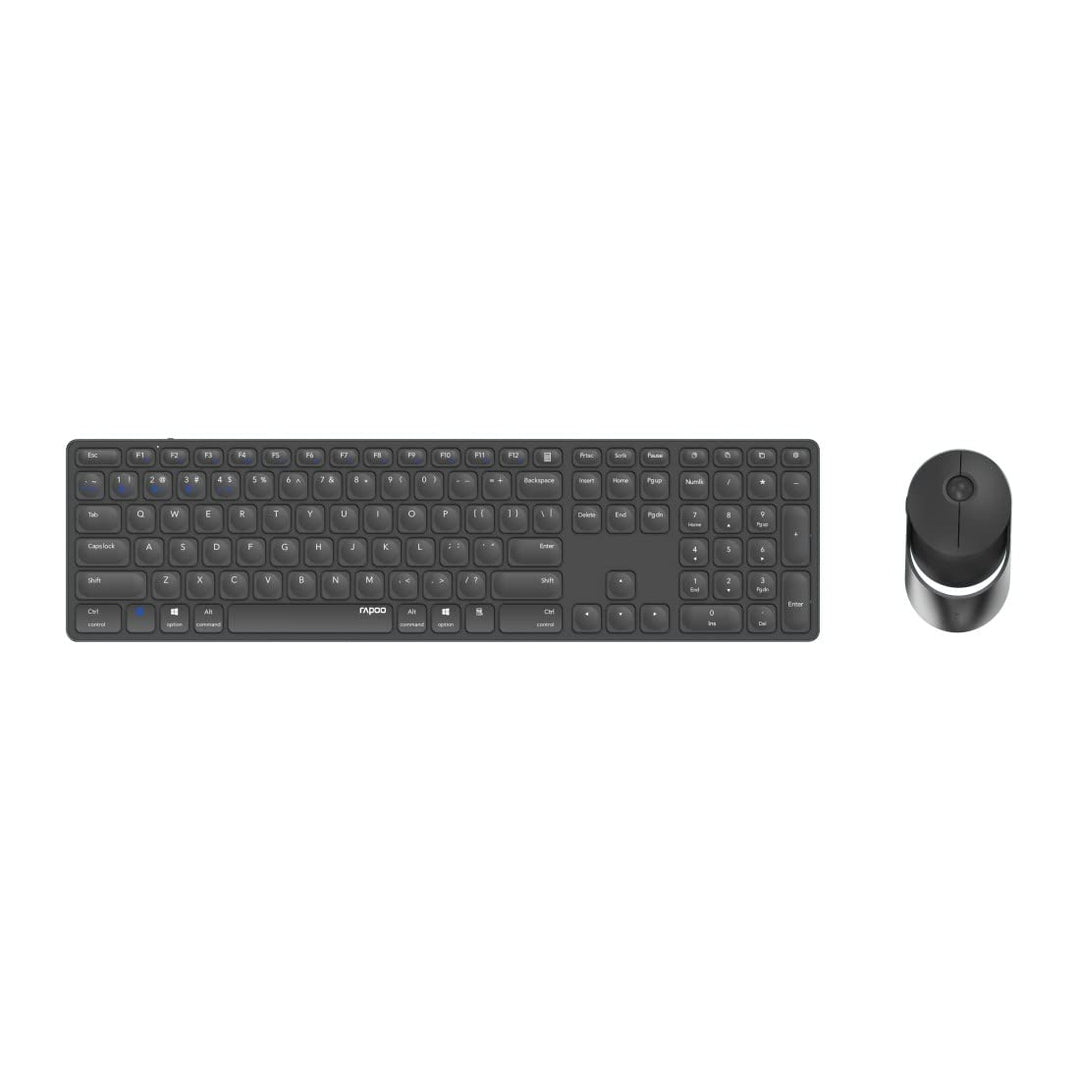 Rapoo 9850M kabelloses Tastatur-Maus Set Wireless Deskset 1600 DPI Sensor wiederaufladbarer Akku fla