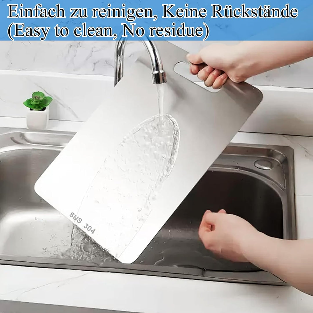 3 Stück Schneidebrett Edelstahl, Titanium Cutting Board, Doppelseitiges Schneidebrett Metall, Stainl