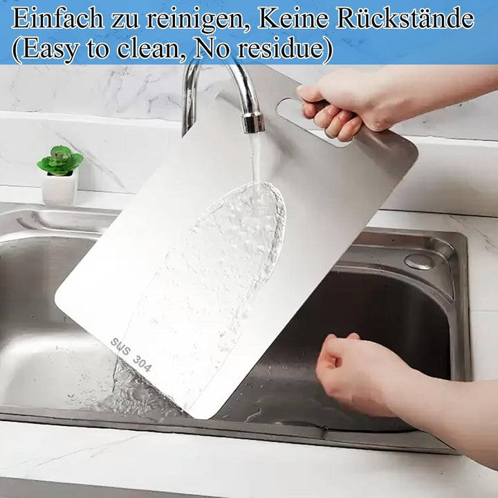 3 Stück Schneidebrett Edelstahl, Titanium Cutting Board, Doppelseitiges Schneidebrett Metall, Stainl