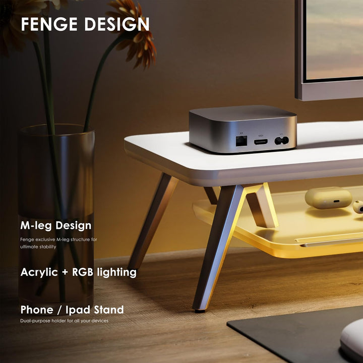 Fenge Monitorständer Riser mit Acrylablage und App-Steuerung LED Lights 108cm Grosser Computerstände