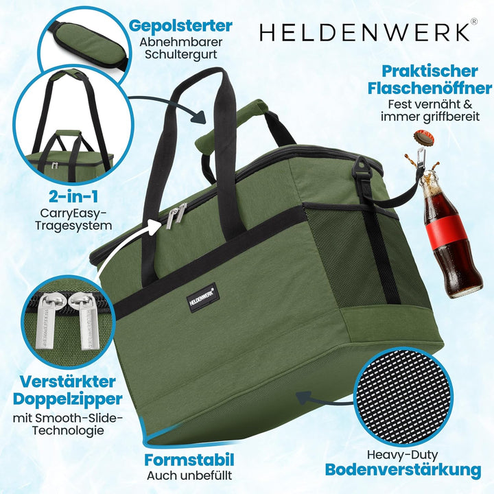 HELDENWERK Kühltasche gross faltbar – Kühlbox bis zu 12h Kühlleistung auslaufsicher &amp; wasserdicht –