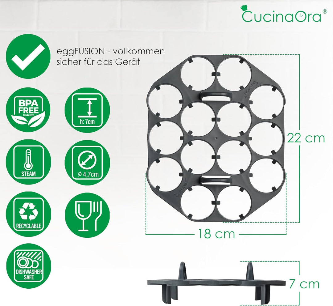 eggFUSION Eierkocher Halter zu 14 Eier für Thermomix Zubehör TM7 TM6 TM5 TM31 - Kompatibel mit MC Sm