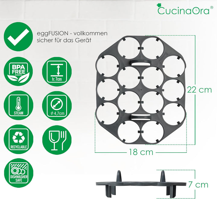 eggFUSION Eierkocher Halter zu 14 Eier für Thermomix Zubehör TM7 TM6 TM5 TM31 - Kompatibel mit MC Sm