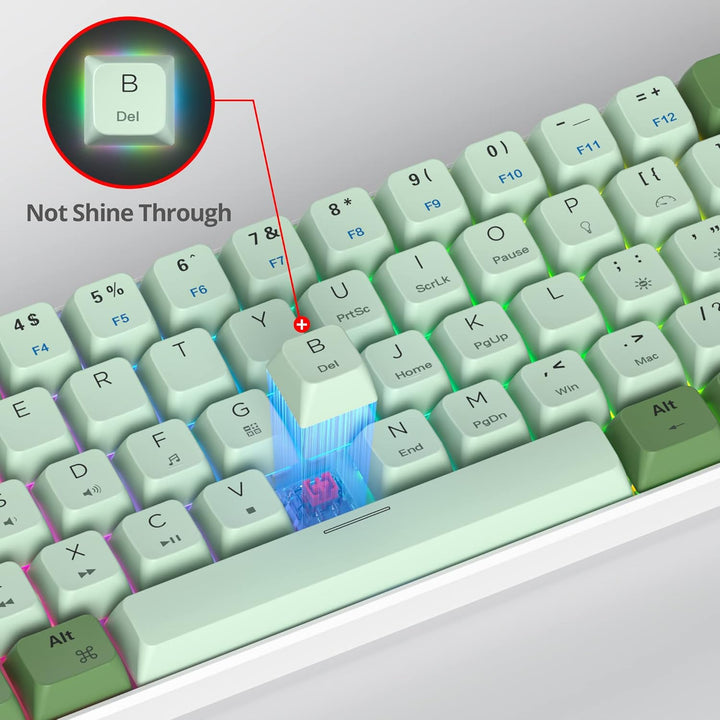 Fogruaden Matcha 60% mechanische Gaming-Tastatur, USB-C, 61 Tasten, RGB-Hintergrundbeleuchtung, rote