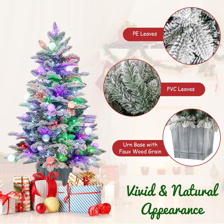 KOMFOTTEU 60 cm Künstlicher Weihnachtsbaum Mini, Christbaum mit LED & 148 Zweige, Kleiner Tannenbaum