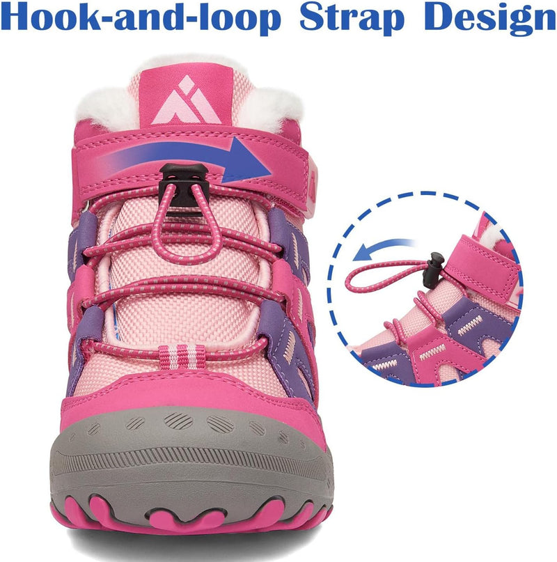 Mishansha Kinder Outdoor Winterschuhe Warm Gefüttert Winterstiefel, Gr.24-38 26 EU Fuchsia Pink, 26