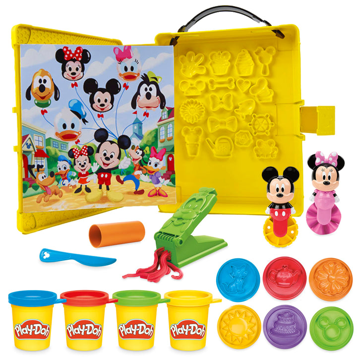 Play-Doh Disney Junior Knet-Bilderbuch Spielset, aufbewahren & mitnehmen, Vorschulspielzeug zum Knet