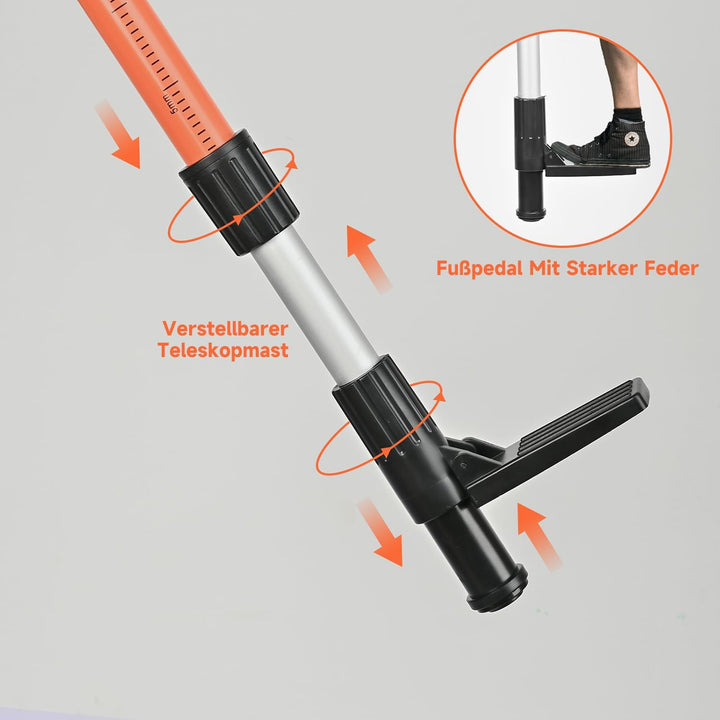Laser Teleskopstange, DOVOH 3,7m/12ft Einstellbar für Kreuzlinienlaser, Laser Stativ mit 1/4"-20 Aus