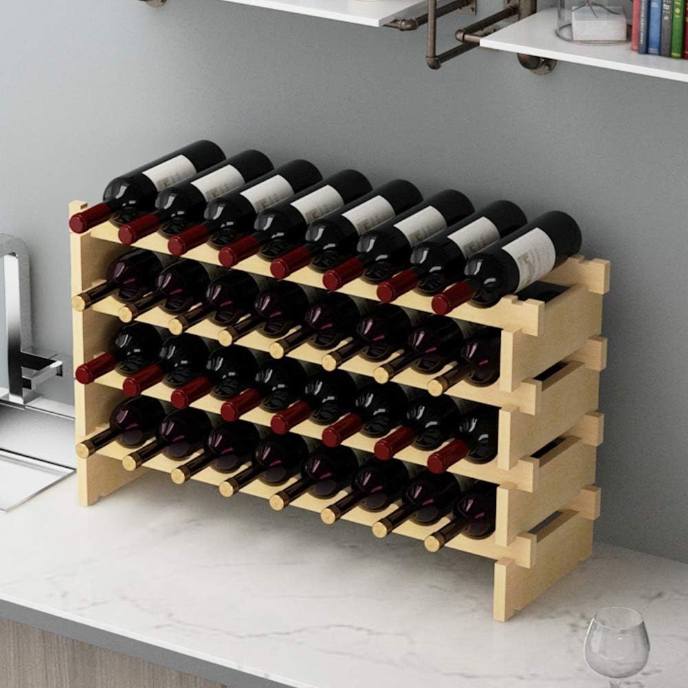sogesfurniture Weinregal Flaschenregal mit 4 Ebenen für 32 Flaschen Wein Holzregal Weinhalter Weinst