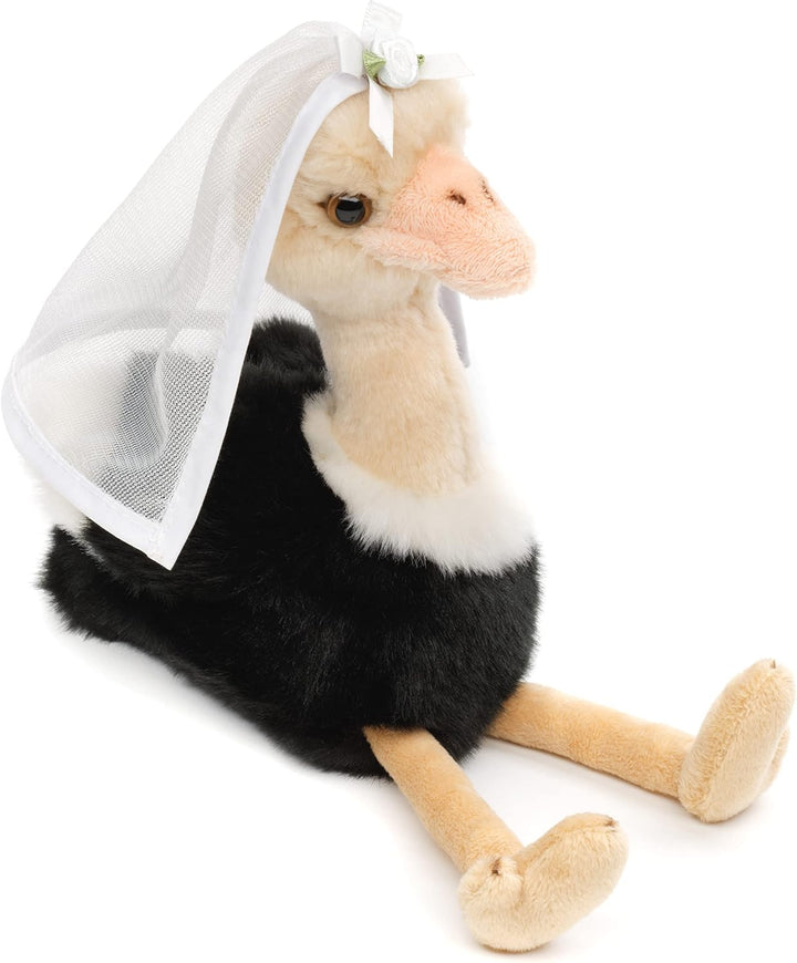 Uni-Toys - Strauss mit Braut-Schleier - 28 cm (Höhe) - Plüsch-Vogel, Brautstrauss - Plüschtier, Kusc