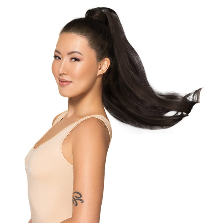 WENNALIFE Ponytail Extension, 55cm 80g Helles Dunkel Braun Pferdeschwanz Haarteil Ponytail Extension