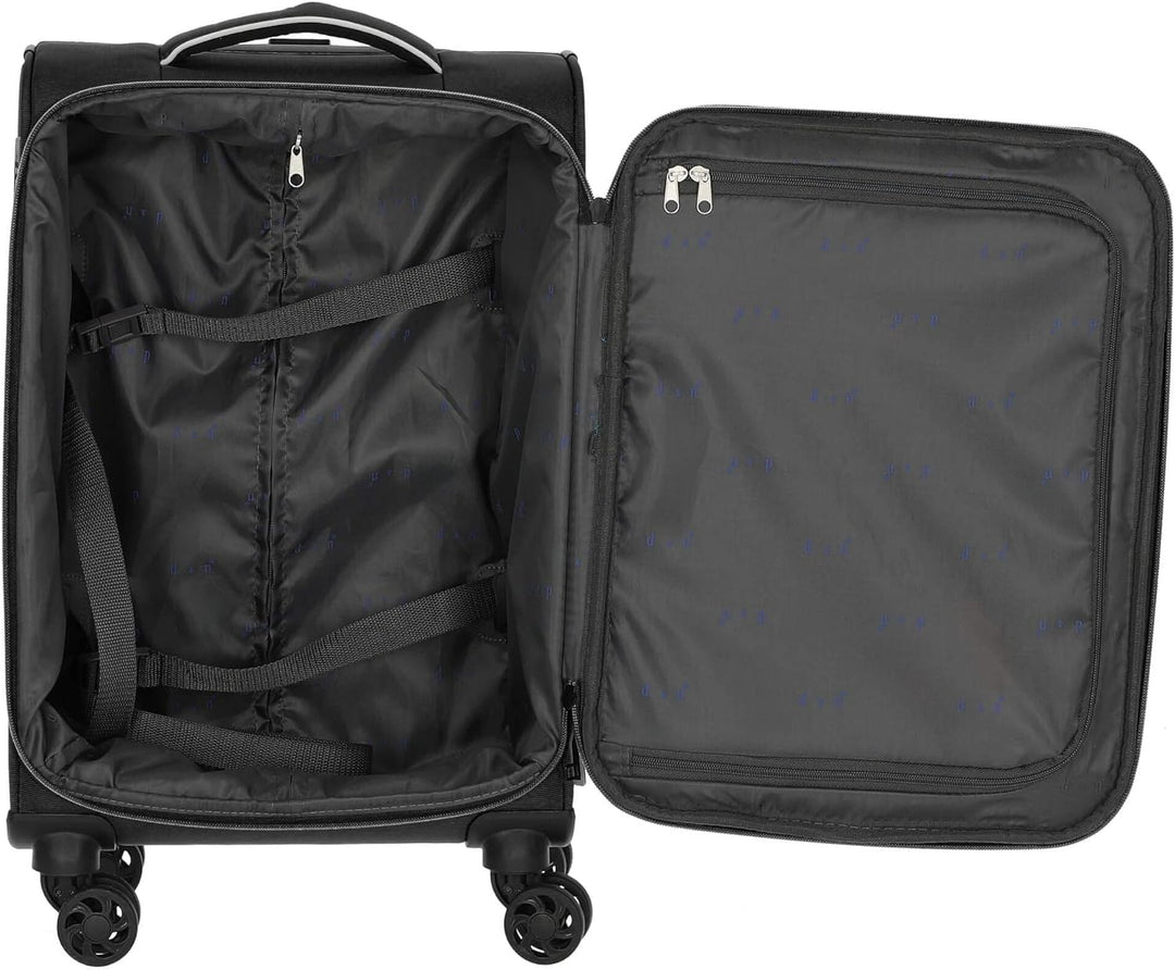 D&N Travel Line 9204-4-Rollen-Kabinentrolley S 55 cm schwarz, Schwarz