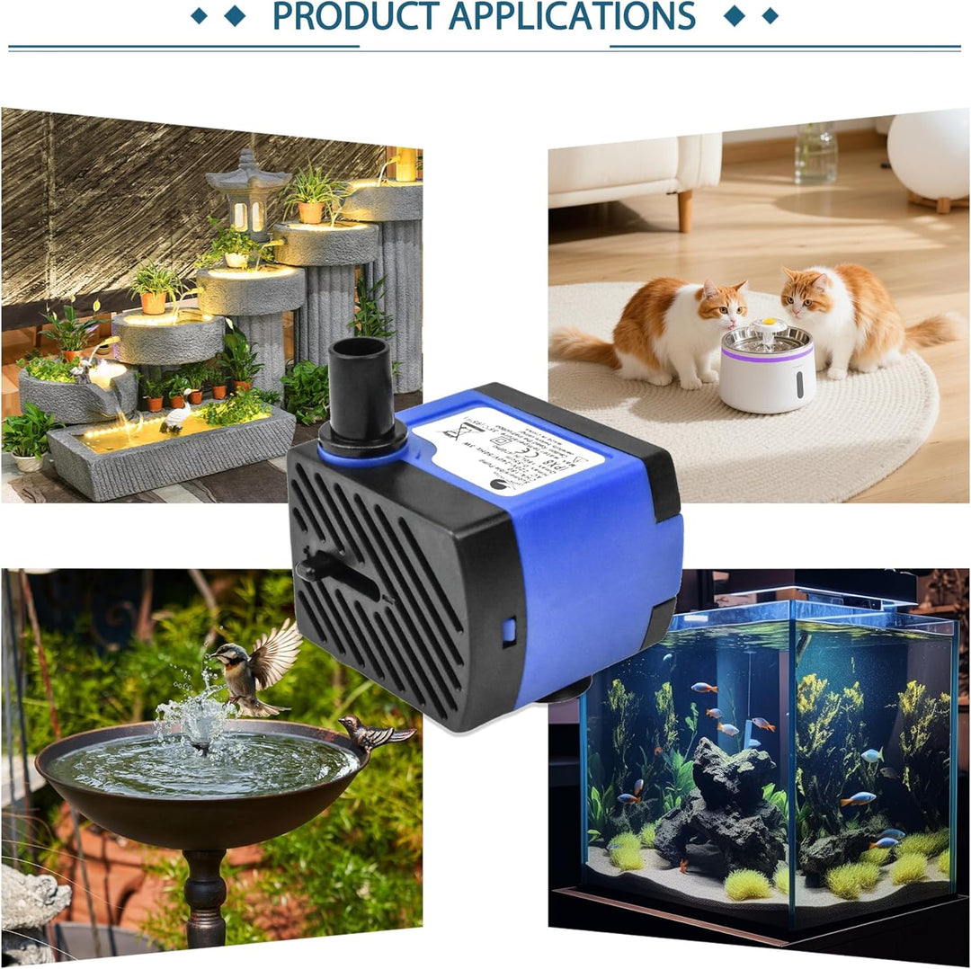 CHANCS AC 220V kleine Tauchwasserpumpe 92GPH 5W hoher Aufzug 2.79ft Mini-Brunnenpumpe für Haustierbr