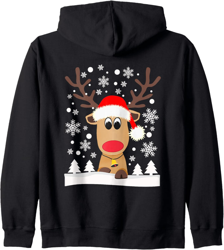 Lustiges Rentier Weihnachten Schneeflocken Elch Weihnachts Kapuzenjacke