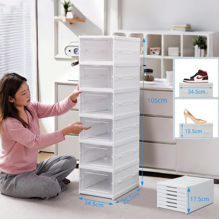 Schuhboxen Transparent Faltbar Shoe Box Schuhkarton Sneaker Regal Schuh Aufbewahrung Organisierer Or