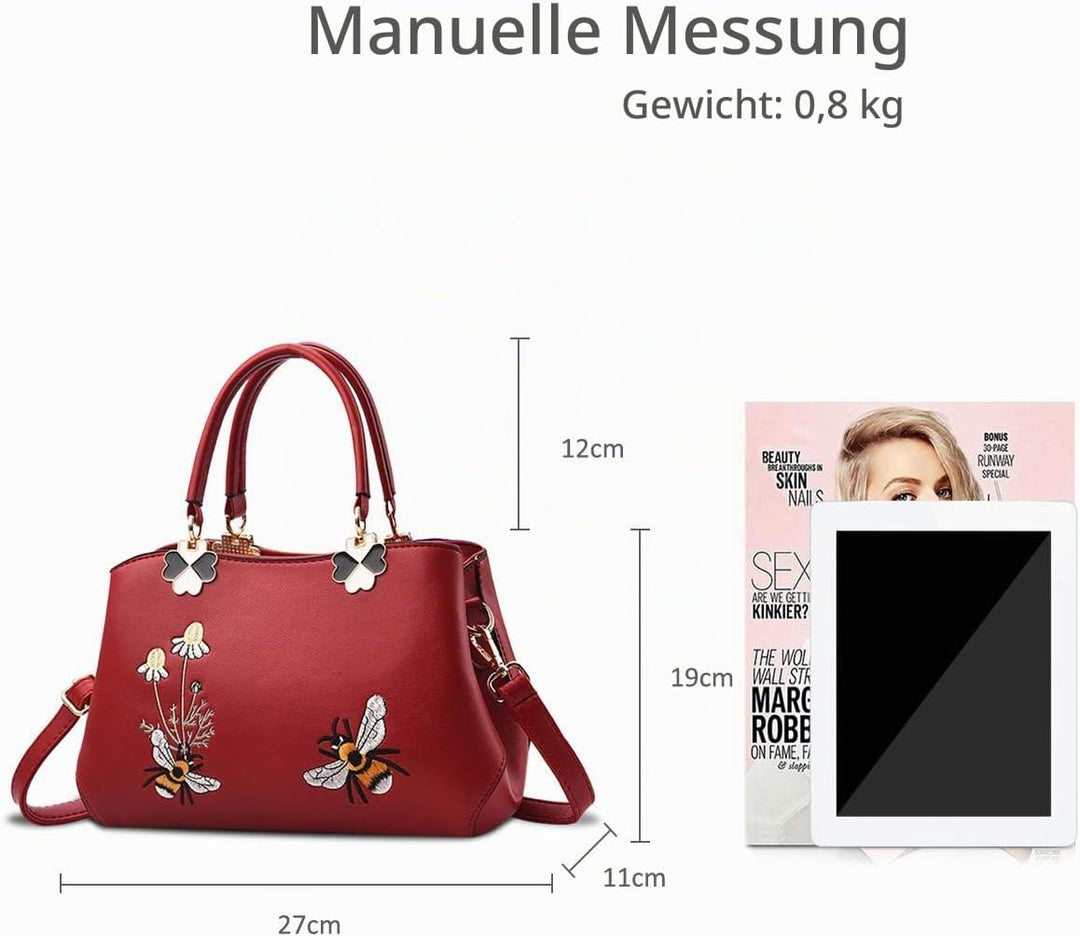 NICOLE&DORIS Handtaschen Damen Mode Schultertasche Geldbörse Retro Umhängetasche Frau Tote Stickerei