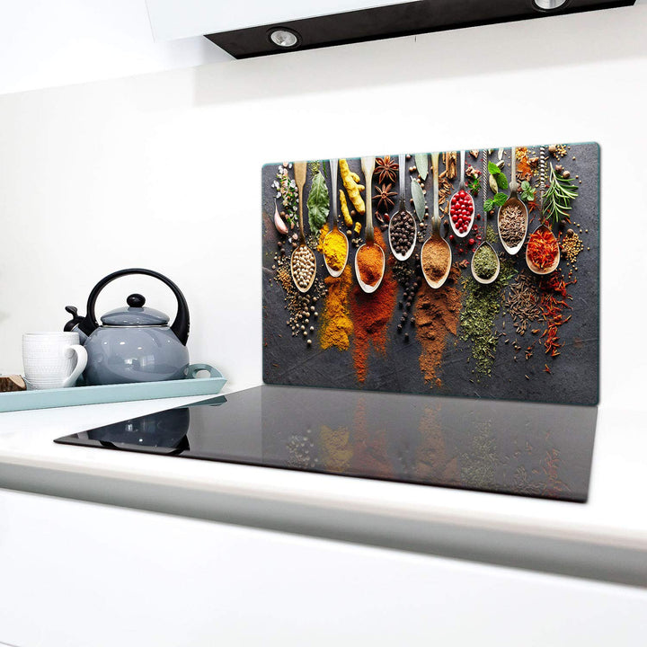 QTA | Herdabdeckplatten 80x52cm Ceranfeld Abdeckung Glas Spritzschutz Abdeckplatte Glasplatte Herd C