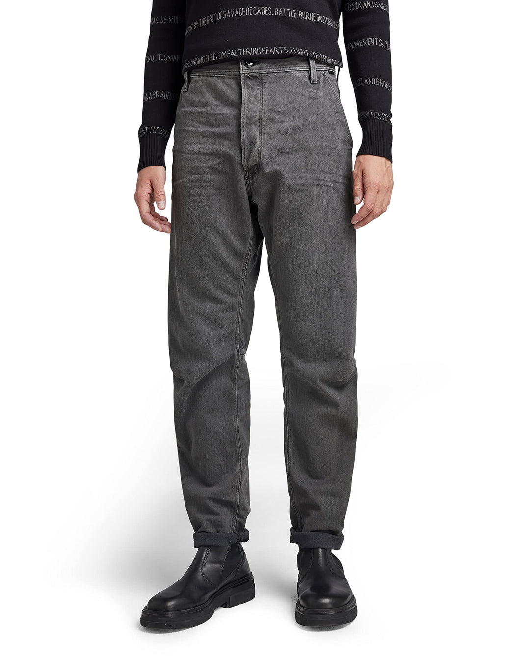 G-STAR RAW Herren Grip 3D Relaxed Tapered Jeans 26W / 30L Grau (Faded Black Ink D19928-d182-d358), 2