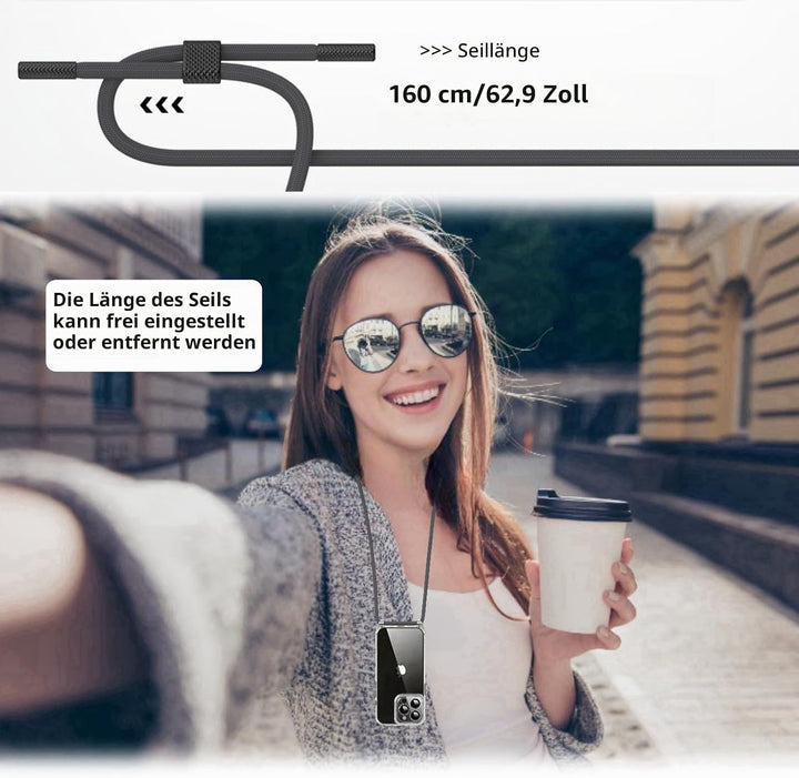 Handykette für iPhone 16 Pro Max Hülle mit Band, Necklace Handyhülle, Transparente Schutzhülle zum U