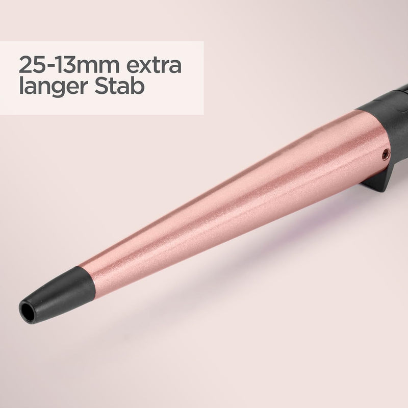 BaByliss Rose Quartz Conical Wand 13-25mm kegelförmiger Lockenstab für Natürliche Locken und Beach W