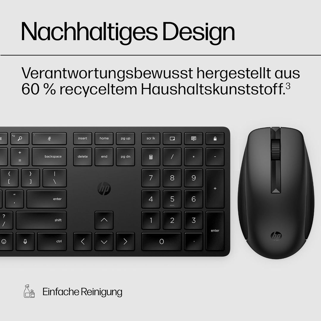 HP 650 kabellose Tastatur und Maus Bundle (20 programmierbare Tasten, QWERTZ Layout, 4.000 DPI, USB