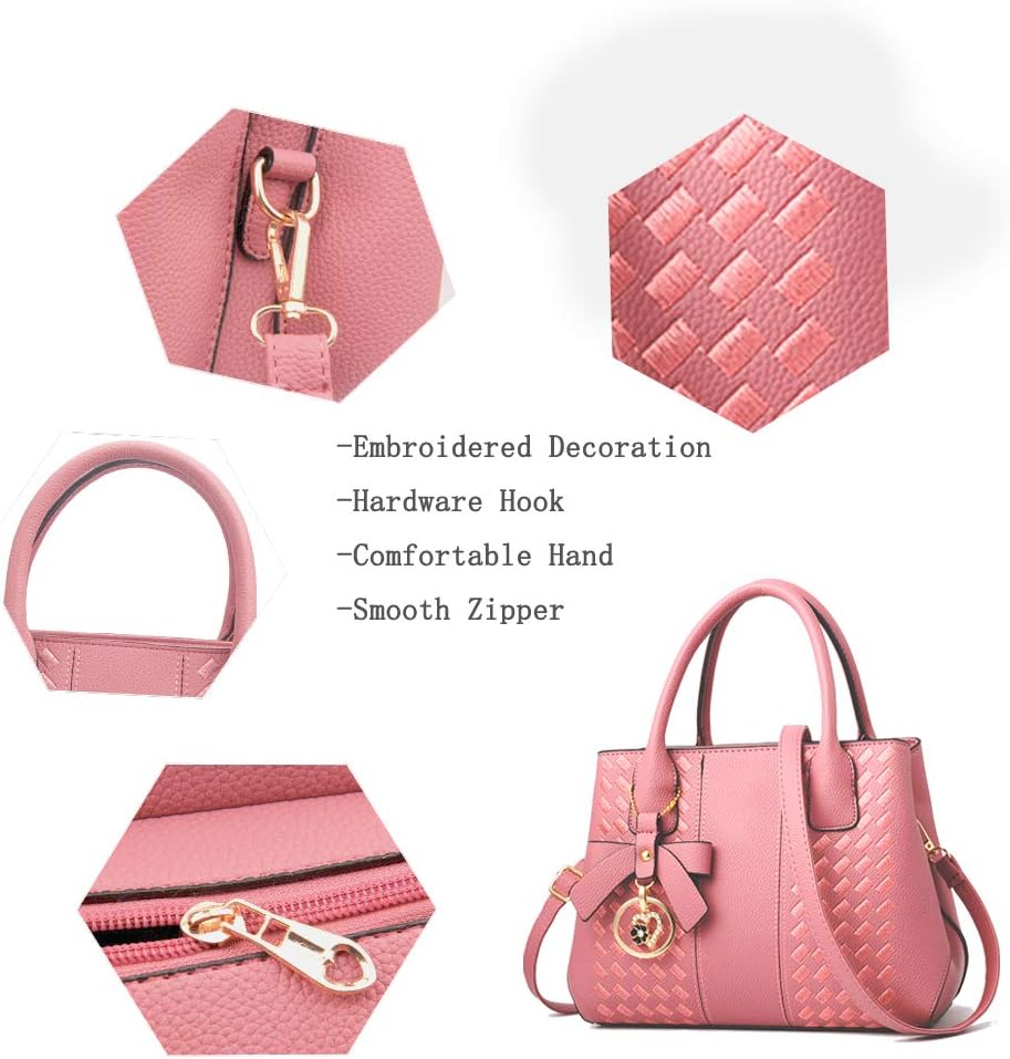 Handtaschen für Damen Mode Damen PU Leder Top Handle Satchel Umhängetaschen Hell-pink, Hell-pink