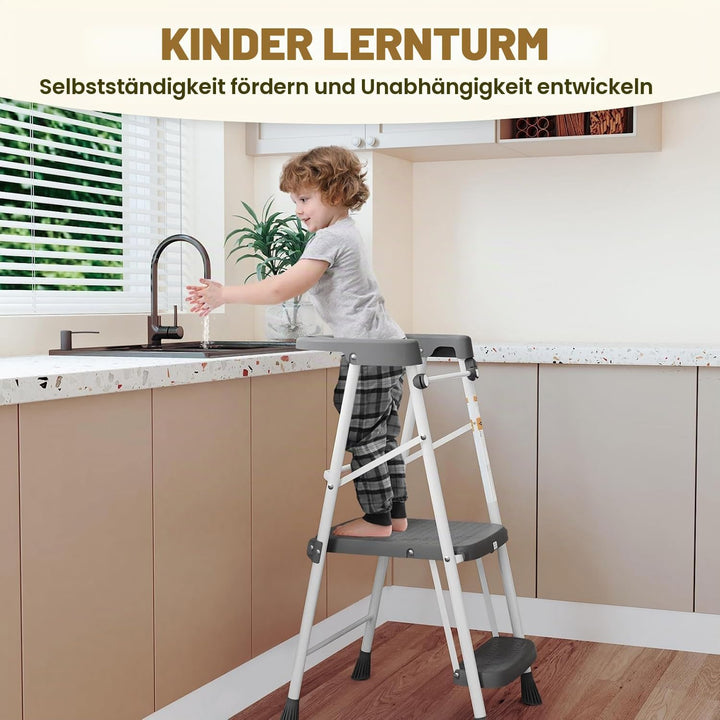 HBTower Lernturm Tower für Kinder, mit Kippschutz &amp; Anti-Rutsch, mit Einer fallsicheren Stange, Leic