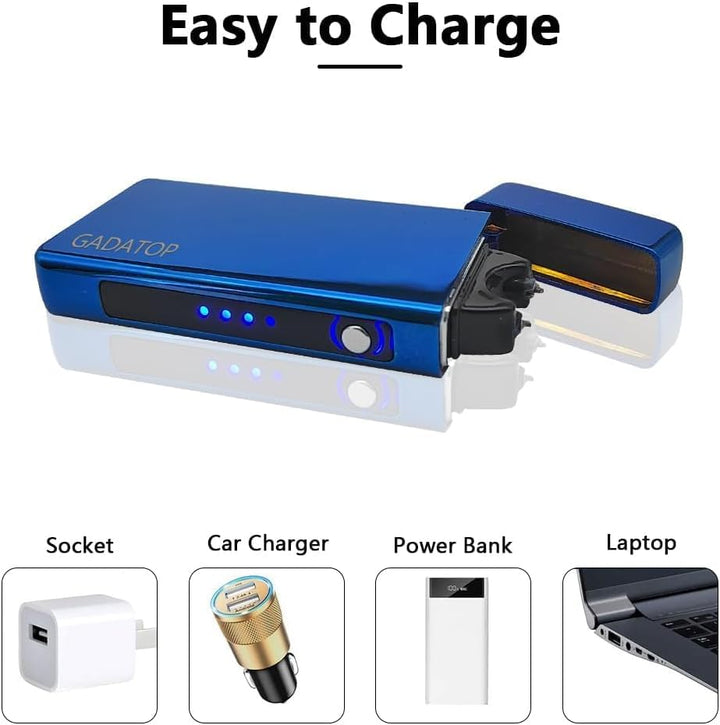 GADATOP Feuerzeuge Elektronisches Feuerzeug USB Lichtbogen Feuerzeug Metallgehäuse grosse Flamme wie