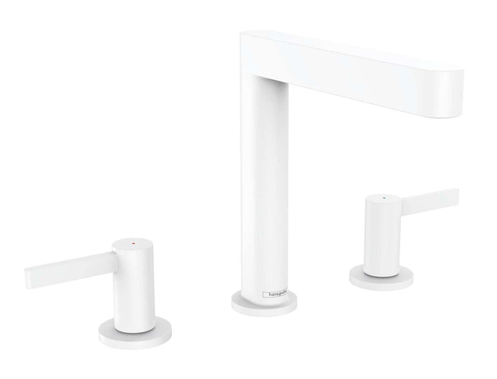 hansgrohe 3-Loch Waschtischarmatur Finoris, Wasserhahn Bad mit Auslauf Höhe 160 mm, mit Push-Open Ab