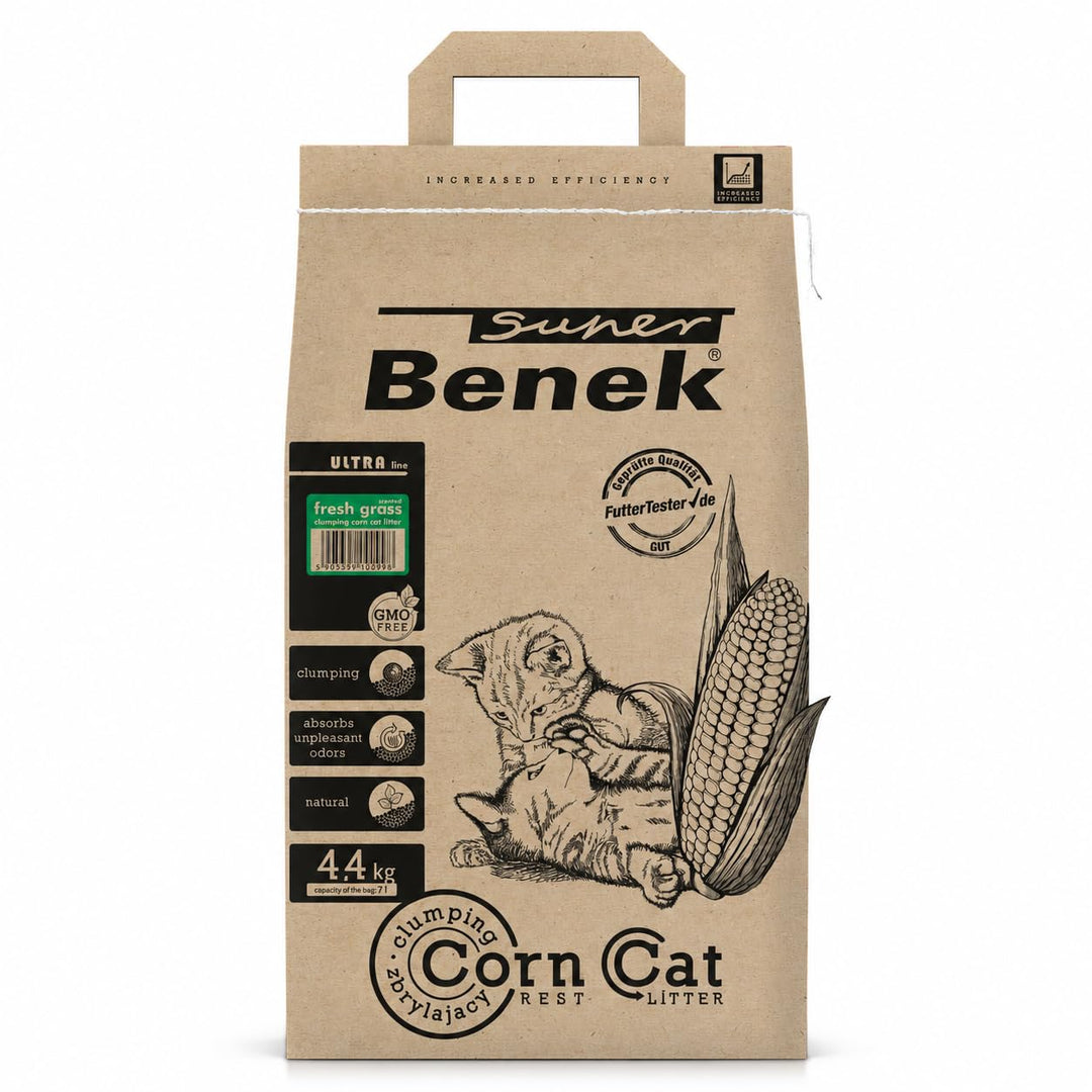 Super Benek Katzenstreu aus Getreide mit Grasduft, 7 Litres