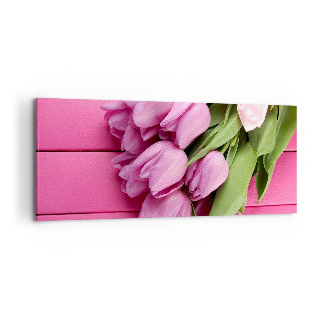 Wandbilder Dekoration Wohnzimmer Tulpen Blumenstrauss Garten Panorama Bilder auf Leinwand 120x50cm L