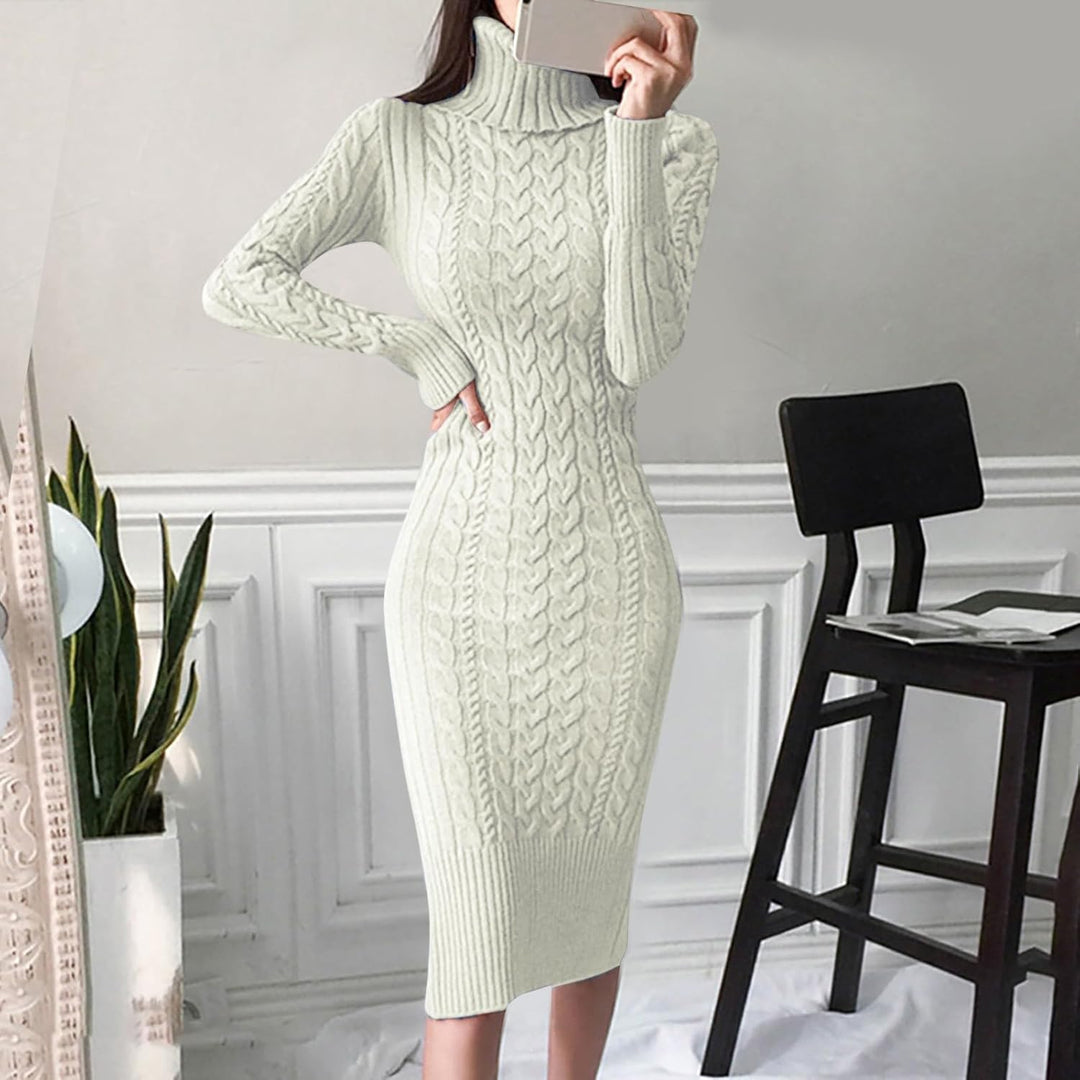2025- für Damen gestrickte figurbetonte Midi-Pullover-Kleider Cardigan Mit Damen Weiss S, Weiss S