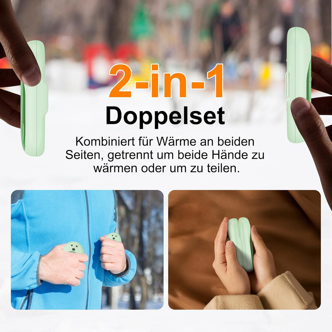 Lepwings Handwärmer Elektrisch, 2er-Pack, 6000 mAh Taschenwärmer Wiederverwendbar mit 3 Modi, 20 Stu