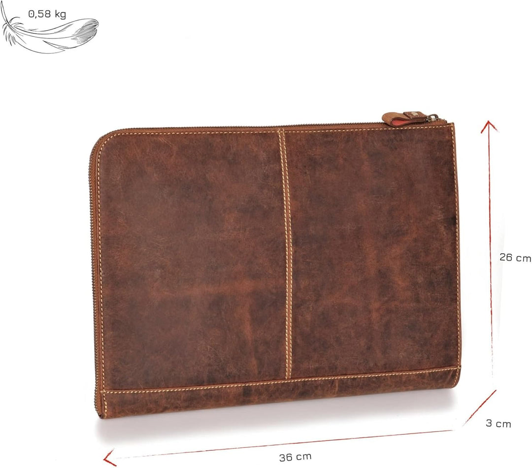 DONBOLSO® Notebook Sleeve London Leder für Damen und Herren Braun M, Braun M