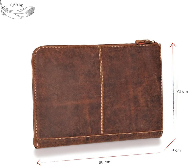 DONBOLSO® Notebook Sleeve London Leder für Damen und Herren Braun M, Braun M