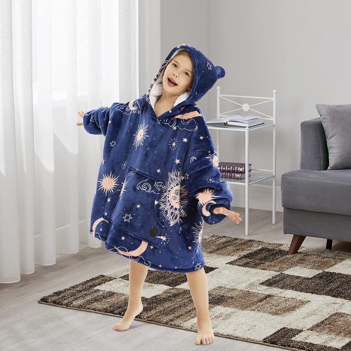 THREE POODLE Decken Hoodie, Oversize Hoodie Decken Pullover Kuschelpullover für Damen Herren Kinder,