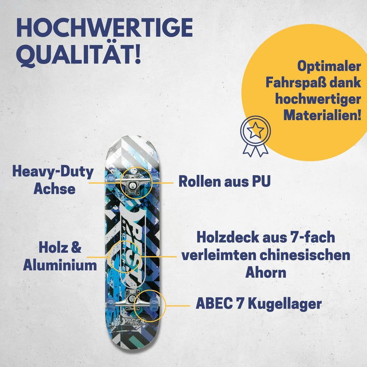 Best Sporting Skateboard I Skate-Board mit ABEC 3 oder ABEC 7 Kugellager I hochwertige Skateboards a