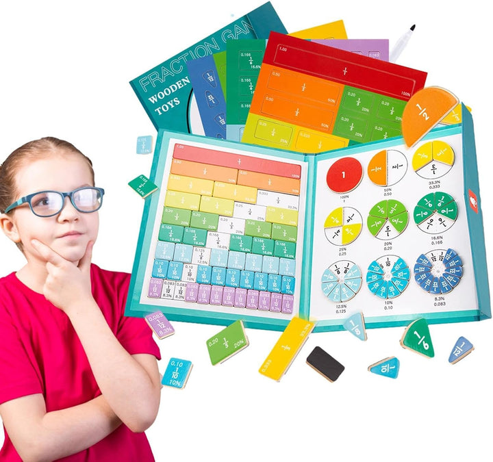 Math Games for School, Fraction Educational Tools, Magnetic Fraction Manipulatives, Wooden Math Mani