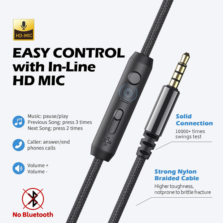 AILIHEN C8 Kopfhörer mit Kabel Mikrofon und Lautstärkeregler Faltbar 3,5mm Headsets On-Ear für Smart