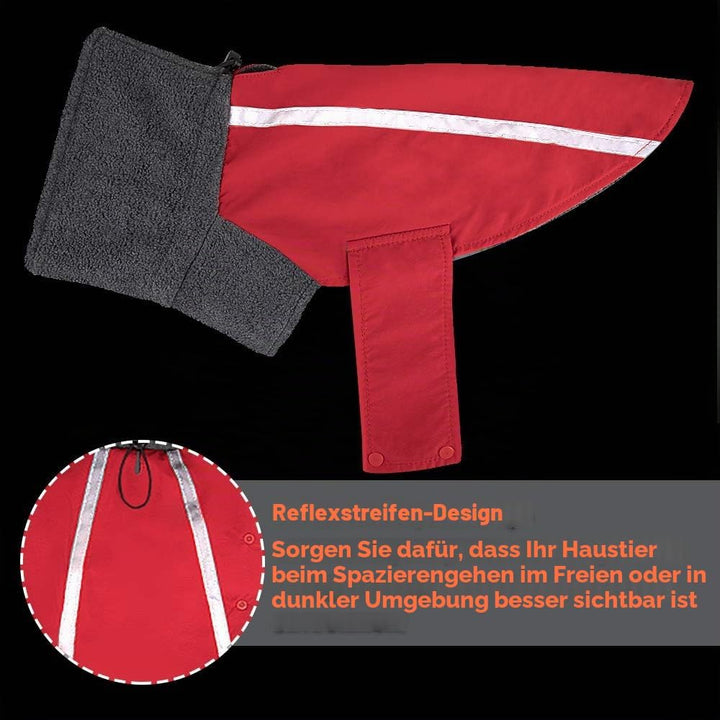 SlowTon Winter Hundemantel, Warmes Polarfleece Futter Hunde Outdoor Jacke mit Rollkragen Schal Refle