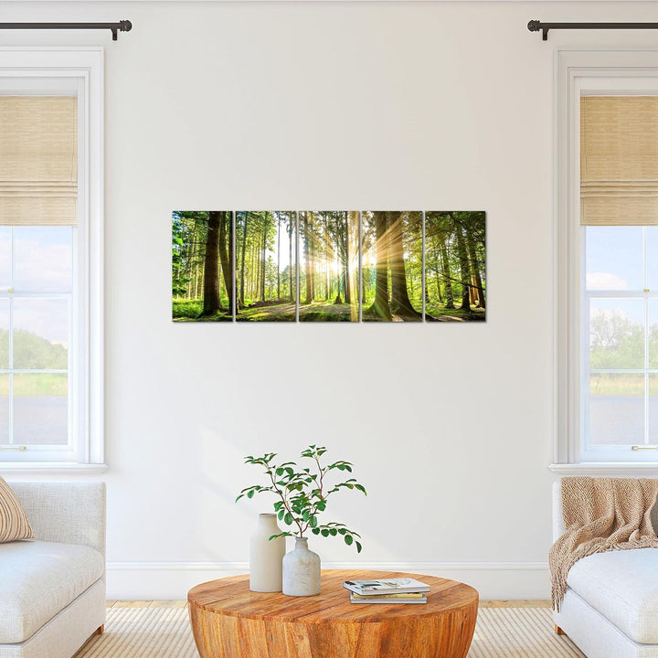 Runa Art Bild Wald Landschaft Wandbilder auf Vlies Leinwand 5 Teilig Wanddekoration Schlafzimmer Woh