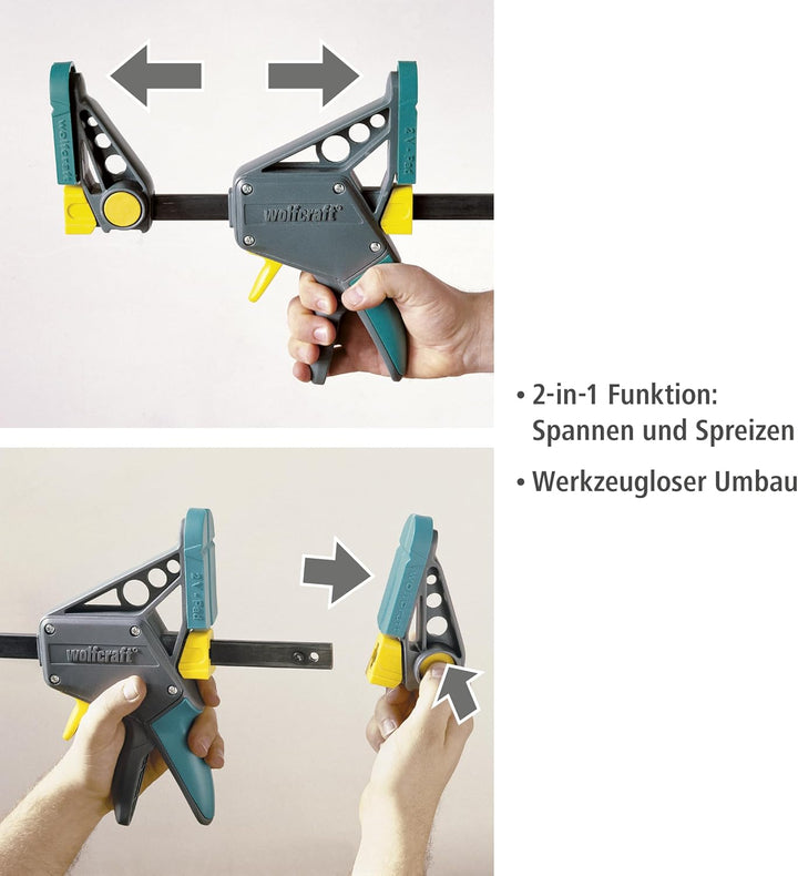 wolfcraft EHZ 100-700 Einhandzwinge PRO 3033000 | Kraftvolle Zwinge zum professionellen Spannen von