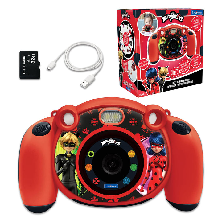 Lexibook - Miraculous Ladybug Cat Noir - 4-in-1-Kinderkamera mit Foto-, Video-, Audio- und Spielfunk