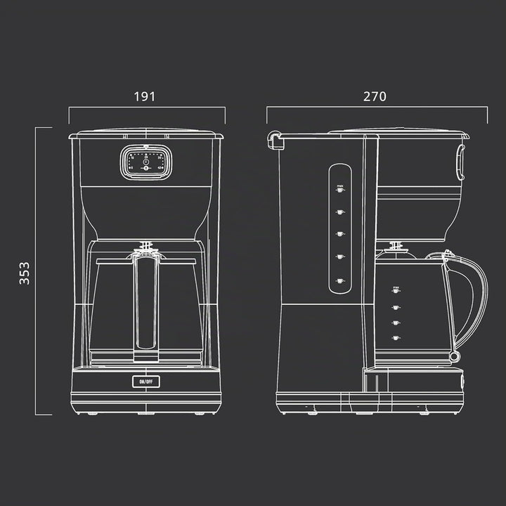 Muse Kaffeeautomat MS-220 BC | mit Glaskanne, analoge Anzeige für Warmhaltung, 10 Tassen Fassungsver