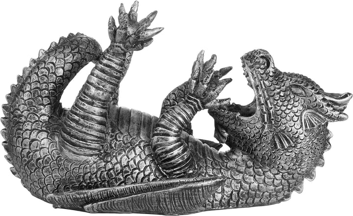 BRUBAKER Weinflaschenhalter durstiger Drache Silber - Fantasy Flaschenhalter Drachenmodel - Flaschen