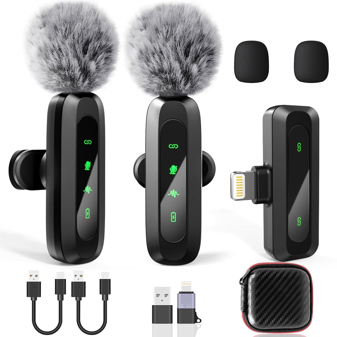 TZEKING Lavalier Mikrofon Wireless mit LED-Display,Plug-and-Play Mikrofon Kabellos, Mini Mikrofon ko