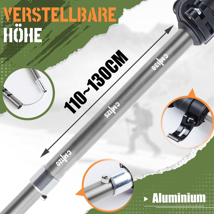 Teleskop Wanderstöcke 2PCS Trekkingstöcke Nordic Walking Stöcke Damen Herren Faltbar 110-130cm Rubbe