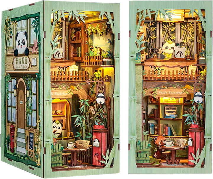 CUTEBEE DIY Book Nook Puppenhaus Kit mit Staubschutz und LED-Licht -DIY Miniatur Haus Kit,Holzkunst