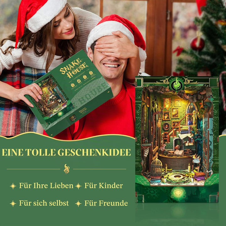 Book Nook Kit für Erwachsene: LUMYCE Holzpuzzle DIY Miniatur Haus 3D Puppenhaus - Buchstütze für Büc